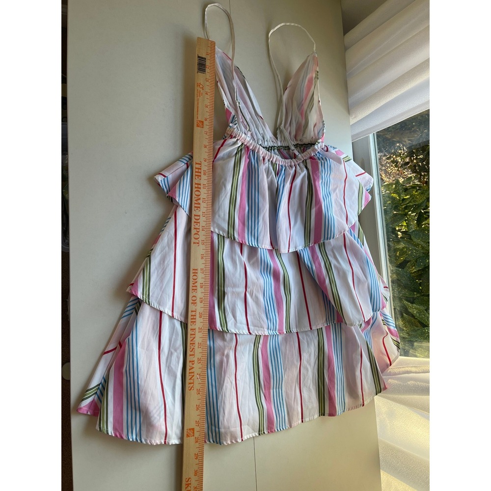 Hill House Home The Gigi Dress Rainbow Stripe Tiered Cotton Mini XS NEW - Picture 10 of 10